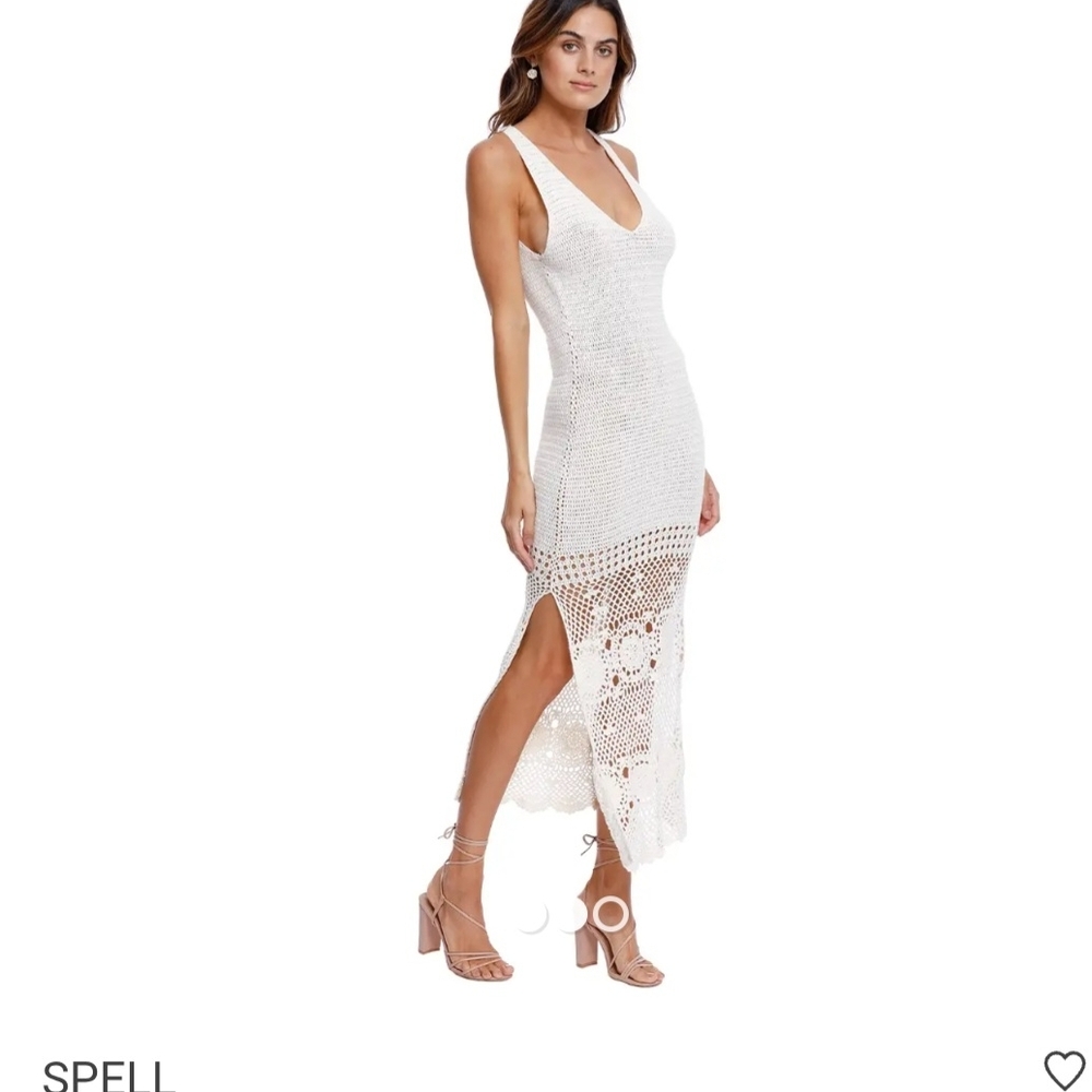 Spell White Crochet Maxi Dress